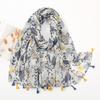 Spring New Cute Scarf Women Luxury Animal Design Tassels Long Shawl Soft Light Weight Viscose Hijab Owl Printed Floral Stoles