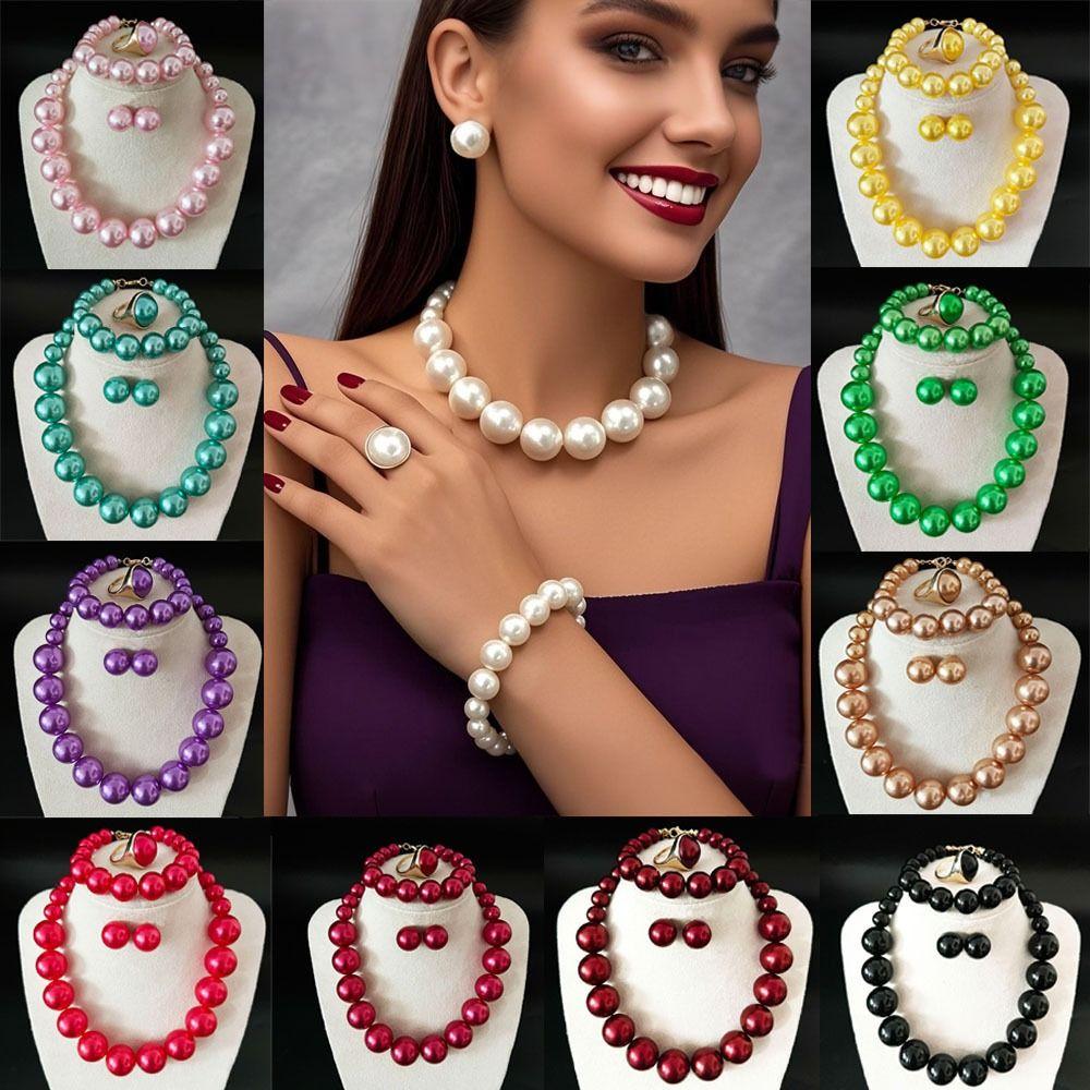 Vintage Style Imitation Pearl Jewelry Set Light Luxury French Pearl Necklace Women