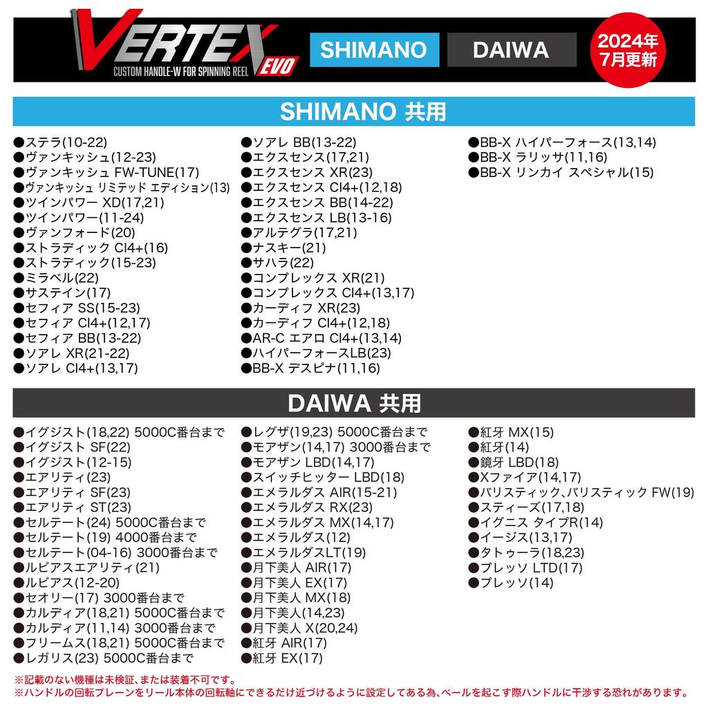 Dress Изготовленная на заказ ручка W Vertex EVO для спиннинга DAIWA 100 мм, графитово-черная рыболовная катушка Daiwa, легкая и прочная, для использования слева и справа