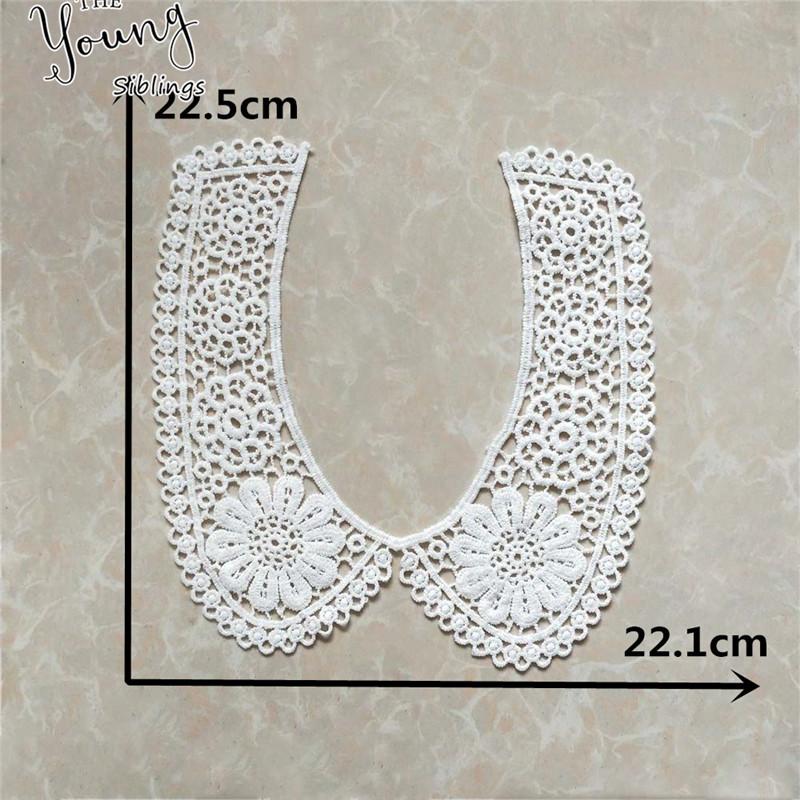 Fashion Style White Lace Fabric Neckline Embroidery Applique Lace Collar DIY Trim Sewing Clothing Accessories Craft Supplies