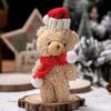 Плюшевый медведь Рождественское украшение Маленький мягкий медведь в вязаной шапке и шарфе Милые животные Настольное украшение для рождественских сувениров