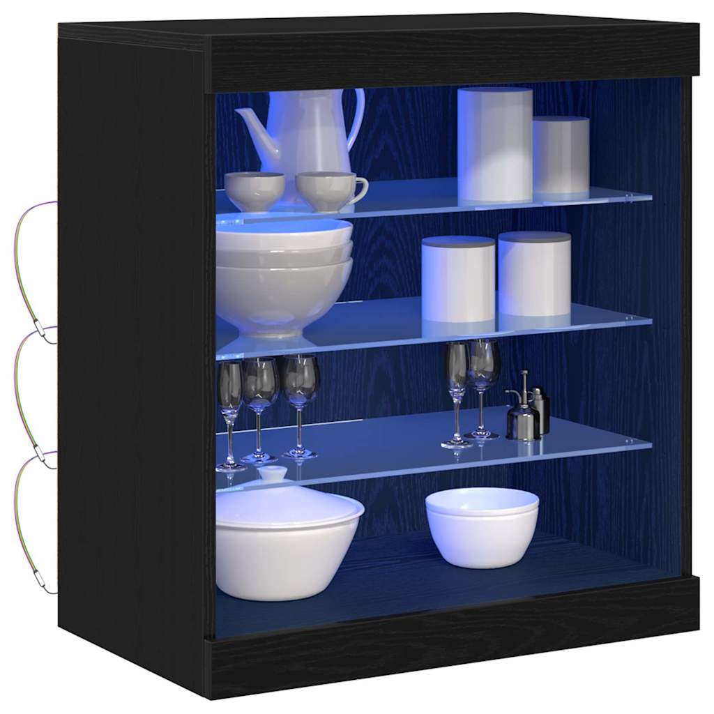 LED Sideboard in Black Oak Look 60.5 x 37 x 67 cm