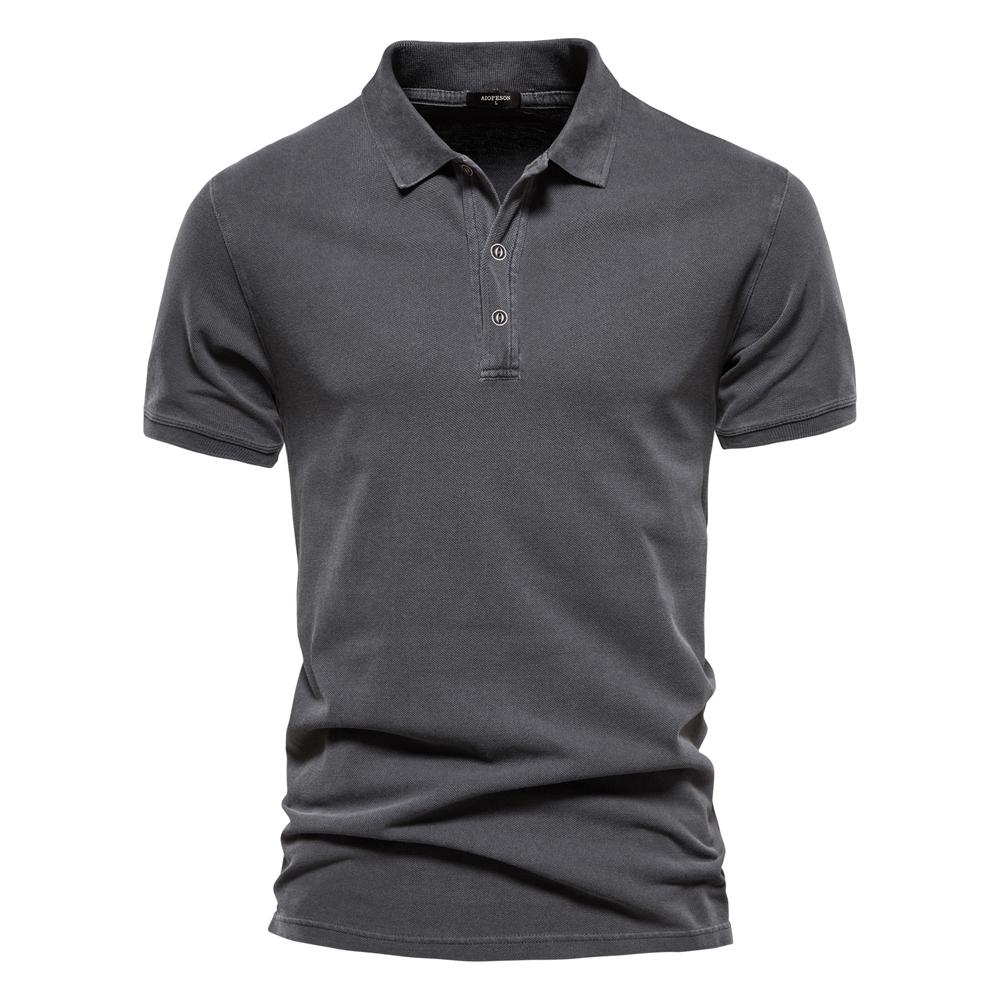 TrendHub 100% Cotton Solid Color Men's Polo Shirts Casual Short Sleeve Turndown Men's Shirts Fashion Streetwear Polos for Men