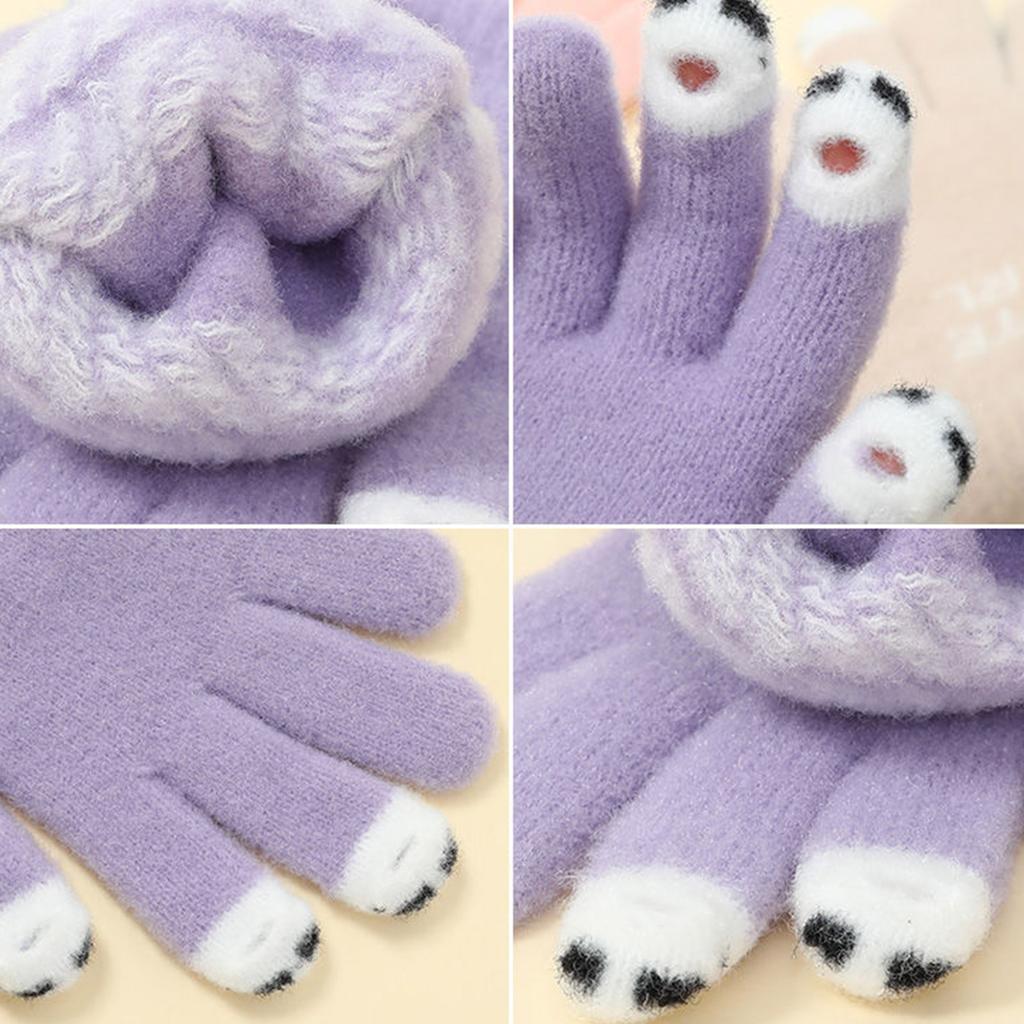 Winter Warm Stretchy Mittens Adult Knitted Touchable Screen Full Finger Gloves Knit Gloves for Cold Weather Cycling