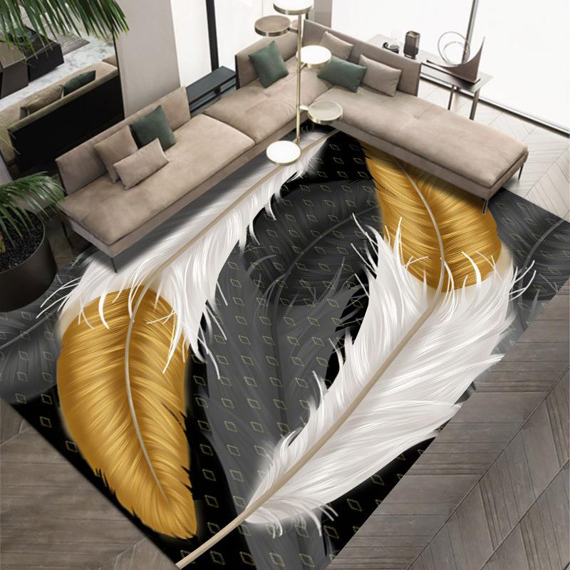 3D современный простой ковер с принтом из перьев для гостиной, полный коврик для спальни, одеяло для кровати, учебный стол и коврик для стула