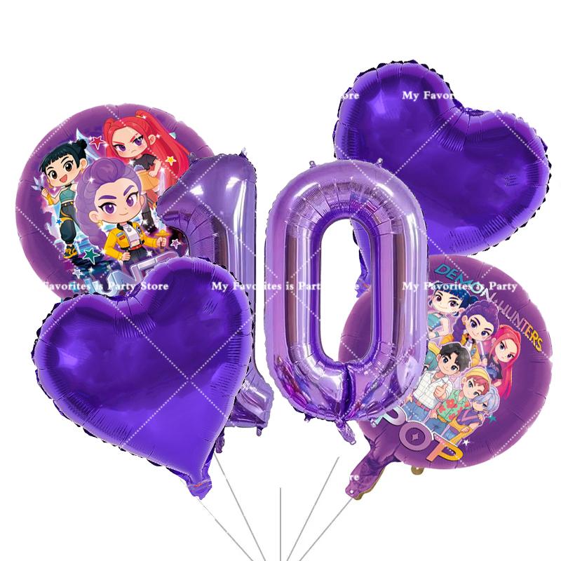 Kpop Demon Hunters Children's Birthday Party Decoration Ball Number Digit 1-10 Balloon Set Baby Shower Party Supplies Gift Toy