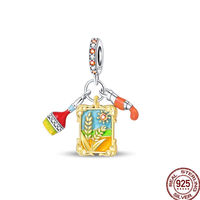 Copper Pumpkin Maple Leaf Squirrel Scarecrow Harvest Autumn Charm Beads Suitable For Pan Original Bracelet