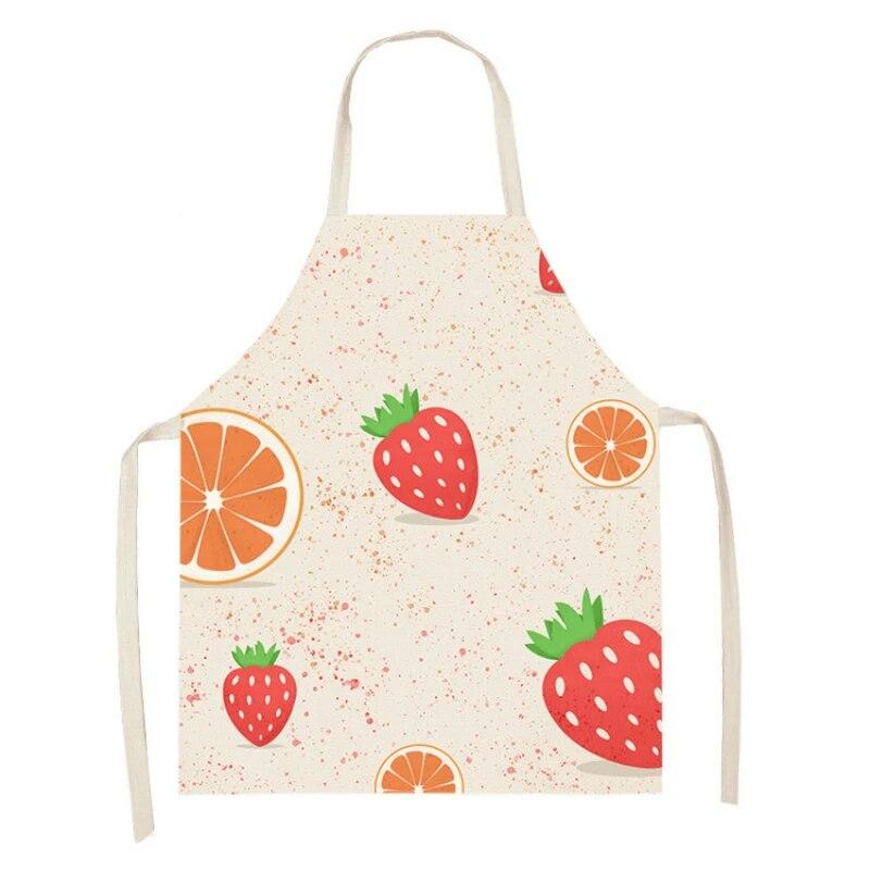 Фартук для приготовления пищи и выпечки. Фартук со свежими фруктами и клубничным узором. Льняной фартук без рукавов для родителей и детей. Фартук для уборки дома.