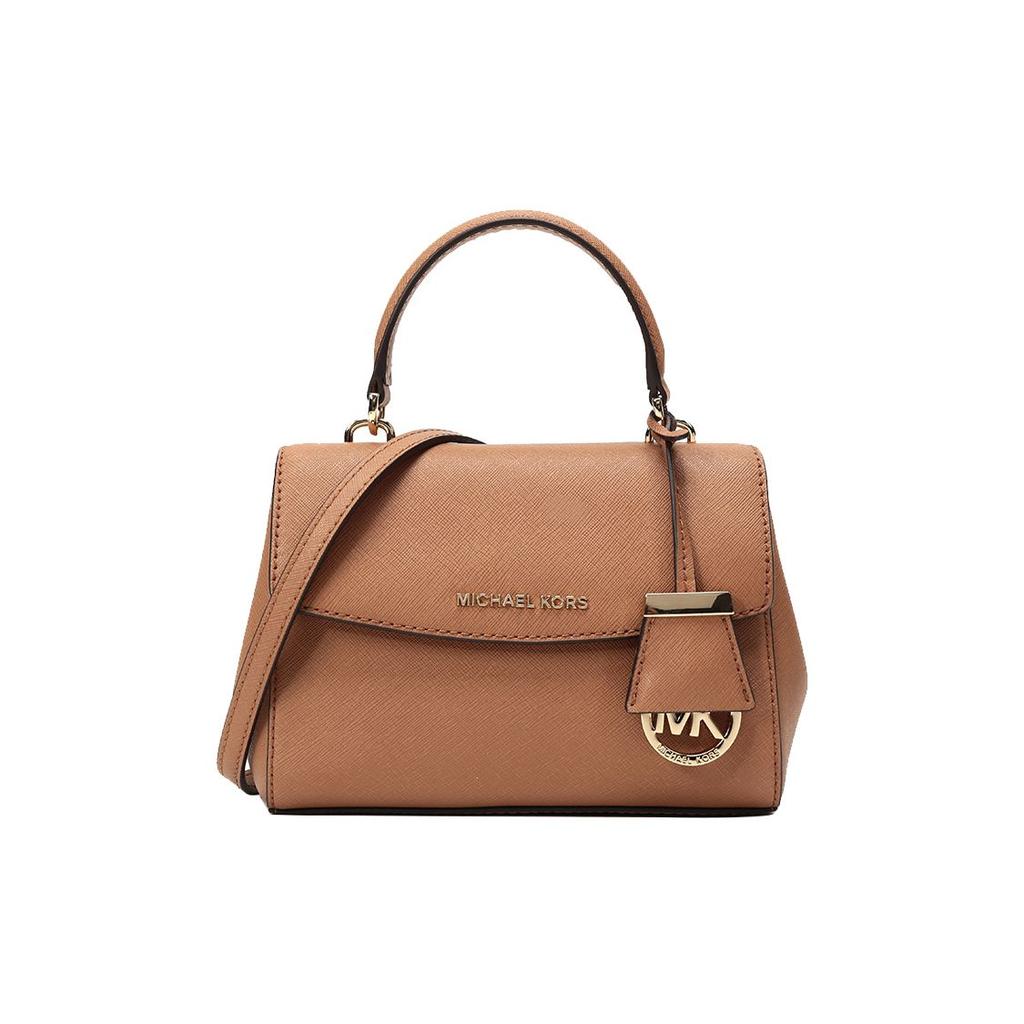 Michael Kors MK Ava Однотонная Сумка с клапаном Винтажная Универсальная Для поездок на работу Подвеска с логотипом Кожаная Сумка-тоут На плечо Сумка через плечо Мини Женские сумки 32F5GAVC1L-203