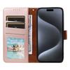 For iPhone 16 Pro Case RFID Blocking PU Leather Wallet Flip Phone Cover with Wrist Strap