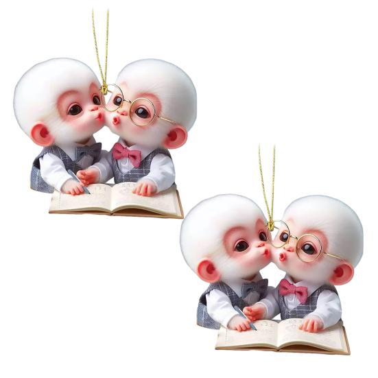 Юшенг Обезьяна Автомобильные Подвески Акриловые 2D Автомобильные Шармы для Рюкзака Брелок Милое Украшение для Зеркала Заднего Вида Рождественский Подарок для Друзей