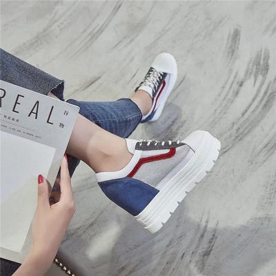 Модная натуральная кожаная сетка 2024 Весна Новый корейский стиль женская обувь с увеличением высоты 11 см Повседневная обувь Модный женский стиль