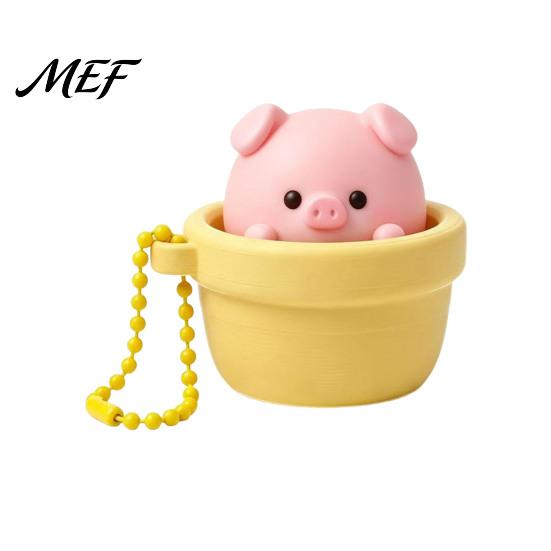 Handheld Sensory Gadget Potted Pig Clicker Toy with Bead Chain, Clicky Button Fidget for Stress Relief, Finger Backpacks School Bags Decor Keychain
