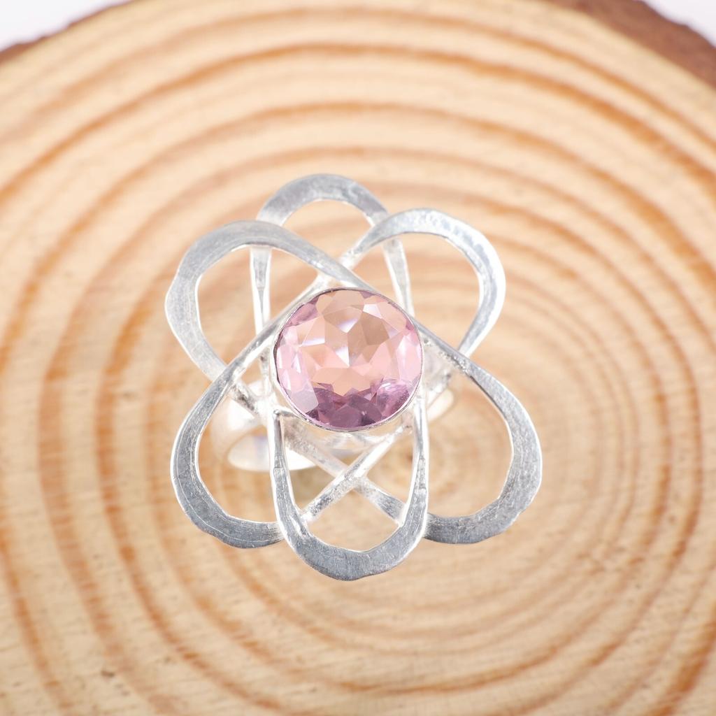 Morganite Gemstone 925 Sterling Silver Jewelry Handcrafted Ring Anniversary Gift RR-21-9