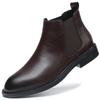 Fashion British Style Chelsea Men's Boots Leather Pointed Toe Thick Soled Business High Top Leather Shoes Outdoor Versatile Ankle Boot