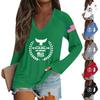 Women's Fashion Casual Long Sleeve Halloween Printed V-Neck Top