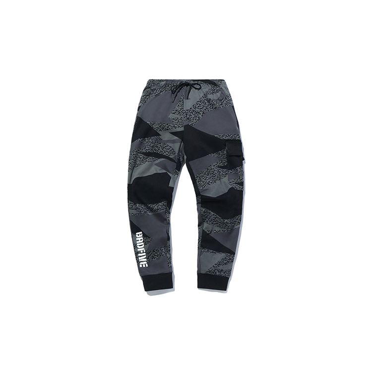 Баскетбольная серия Li Ning Badfive, повседневные удобные спортивные брюки с манжетами, мужские брюки, черный камуфляж AKLQ503-1
