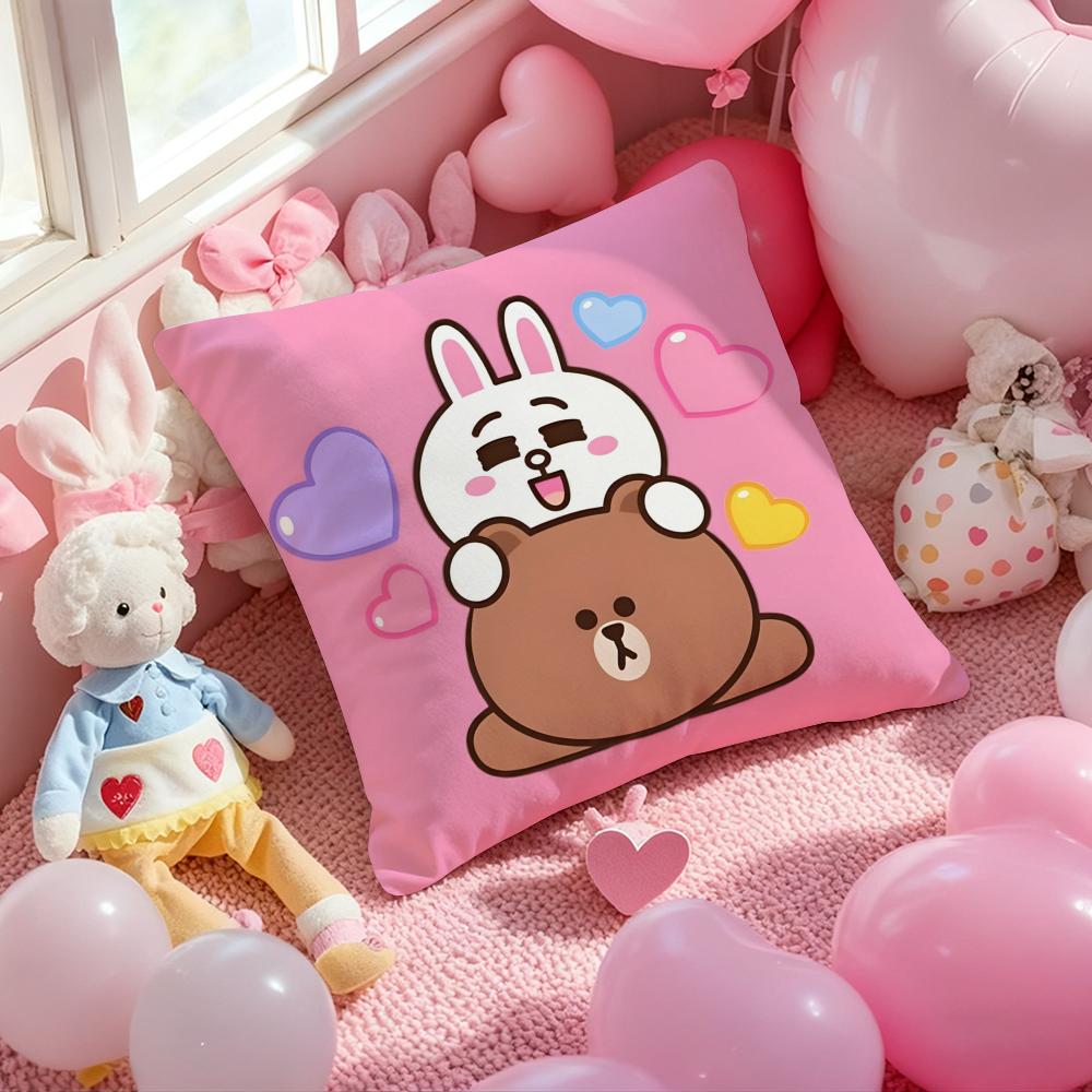 LINE FRIENDS коричневый медведь и конни Чехол для подушки с принтом Наволочка для гостиной дивана Чехол для подушки и декор спальни