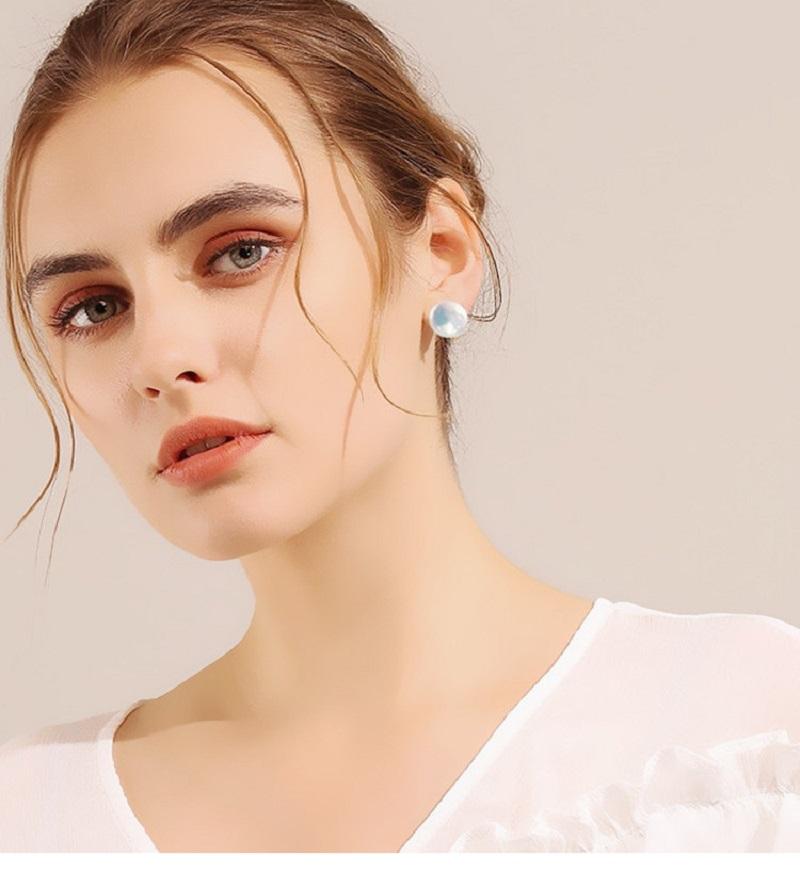Женские Серьги с Жемчугом Пресноводный Культивированный Жемчуг-Пуговица, Монетный Жемчуг, Серьги с Жемчугом из Серебра 925 пробы для Женщин Девушек Подарок