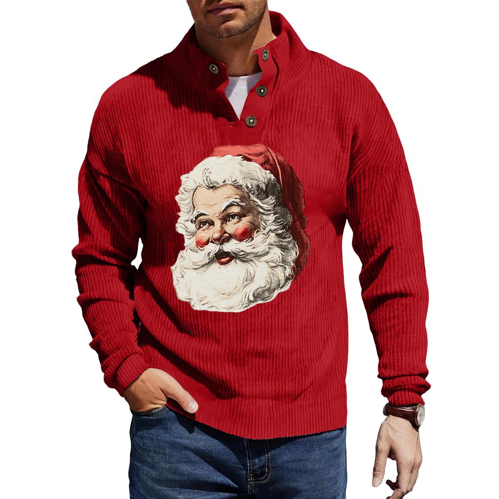 Мужская вельветовая рубашка на пуговицах с рождественским принтом
