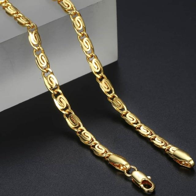Gold Chain For Men Women Wheat Figaro Rope Cuban Link Chain Gold Filled Stainless Steel Necklaces Male Jewelry Gift