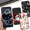HK6 Lovely Hello Kitty Black Sofe Case for iPhone 16 15 Plus 14 13 Pro 8 SE XR XS Max P30 Nova 5T Y5P Y6 Y7 Y8P Y9 Realme C30 C33 C31 VIVO Y36 V27