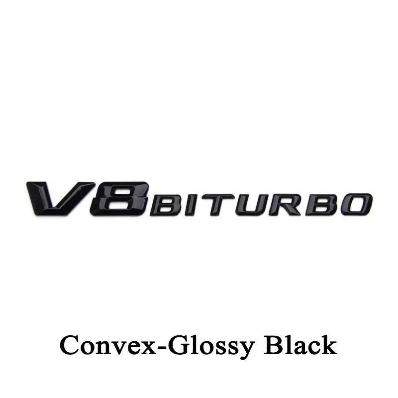 1 шт. 3D ABS черный логотип V8 BITURBO эмблема автомобиля наклейка на крыло для C63 G63 E63 S63 W222 W223 W213 W212 W205 W204 аксессуары
