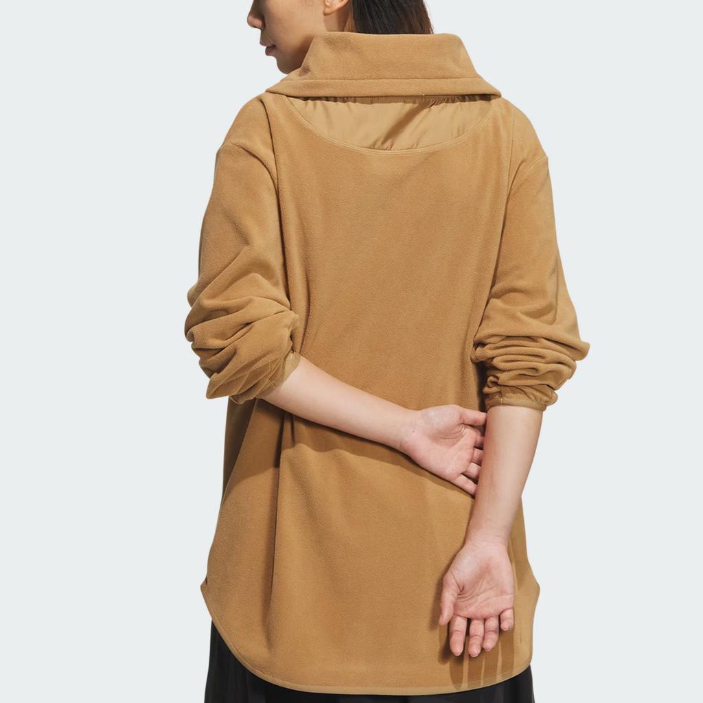 Adidas Comfortable Casual Polo Logo Patch Sweatshirt Women Sweatshirt Brown JX6848