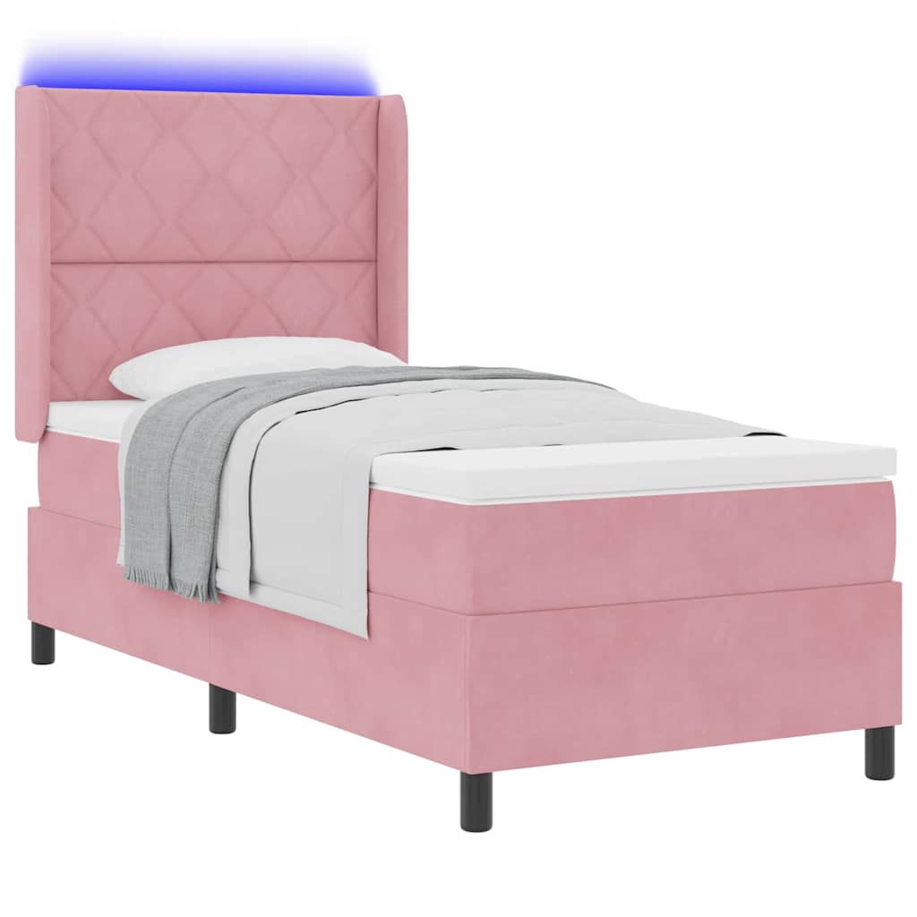 Boxspring Bed Pink 100 x 200 cm Velvet