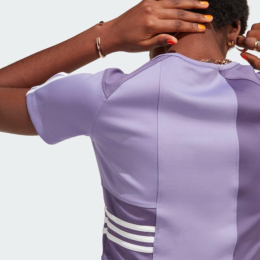 Adidas Originals Crop Tops Women's Purple Crew Neck Moderate IC2378