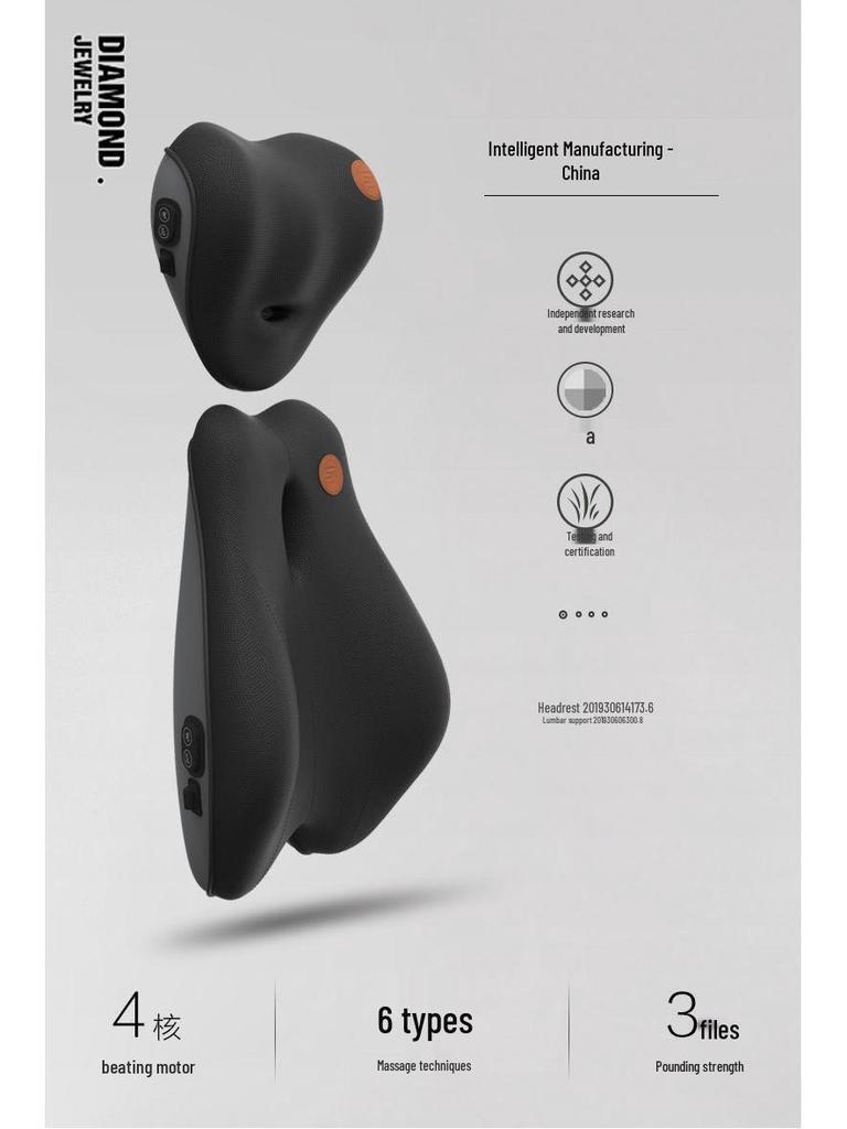 Электрический массажный валик из пены с эффектом памяти для поясничной поддержки в автомобиле и комплект подголовников