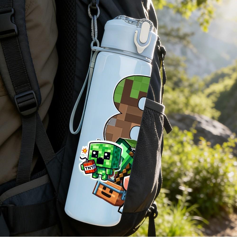 1PC Cartoon Boy Plant Monster Game 750ml Color Plastic Sports Water Bottle Leakproof Flip Straw Lid Suitable for Sports Office Home Use