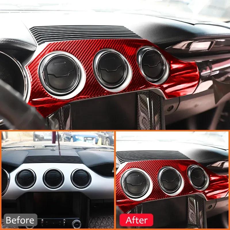 5 шт. Рамка приборной панели, декоративная наклейка на центральную консоль из углеродного волокна для Ford Mustang 2015-