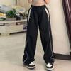 Women Retro Patchwork Color Jogger Pants High Waist Elastic Waistband Oversized Wide Leg Hip Hop Baggy Trousers Pockets Sweatpants