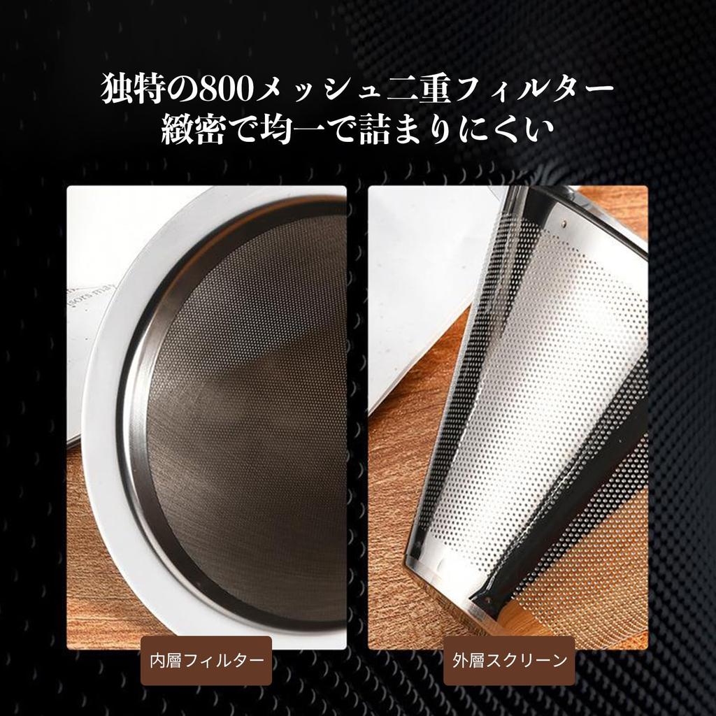 Кофеварка из нержавеющей стали, Кофейный фильтр, Двухслойный фильтр на 800 ячеек, Вместимость 5 чашек, Цельный набор (M)