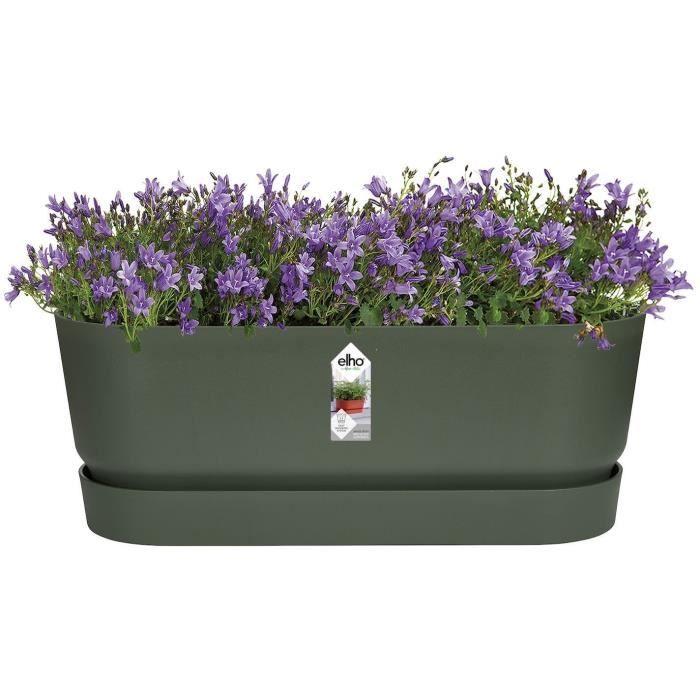ELHO Oval Planter GREENVILLE - Ø49 X 19.8 X 18.4 Cm - Recycled Plastic - Frost-resistant - Leaf Green