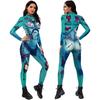 Women/Men Printing Sexy Slim Bodysuit Skinny Halloween Party Cosplay Costumes Fancy Outfit Catsuit Overalls