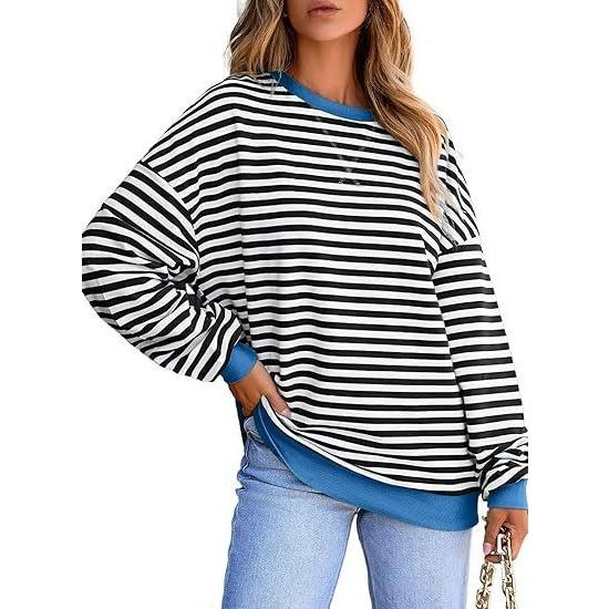 IHUASU Женский спортивный повседневный комплект с капюшоном и длинным рукавом в цветную полоску, туника, футболка