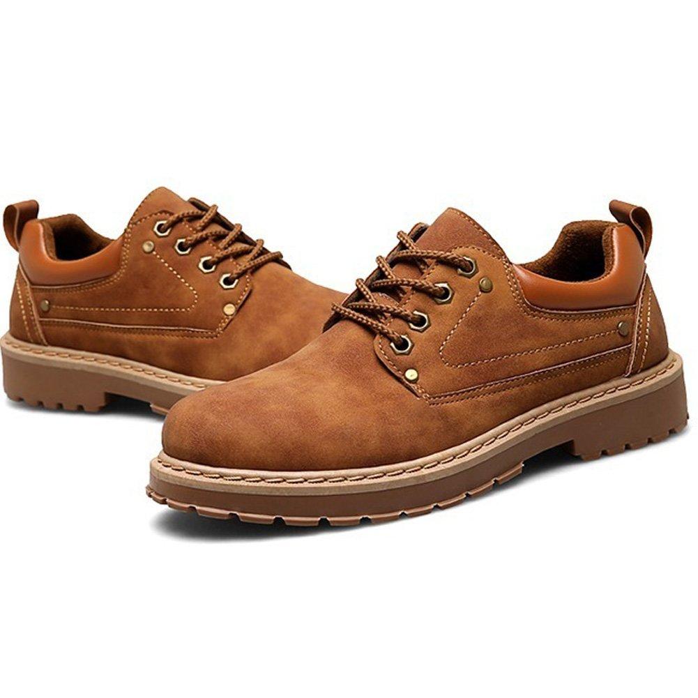 KIXSTAR Повседневная рабочая обувь, мужские ботинки, низкие, нескользящие, на шнуровке, коричневые, 26,5 см