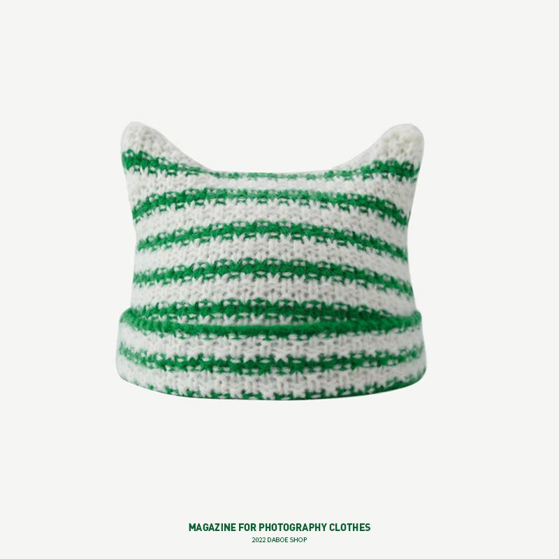 Милая шапочка-дьяволенок ручной вязки из шерсти, детская милая остроконечная шапка-пуловер от холода