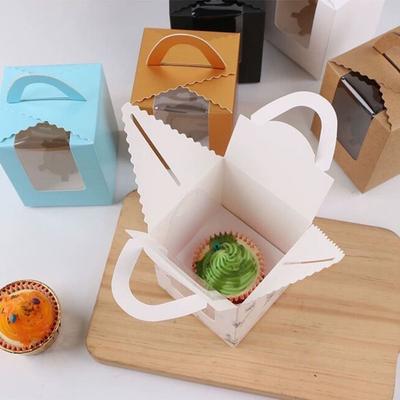 50 шт. Коробка для маффинов с ручкой, прозрачное окно, коробка для выпечки, товары для DIY, коробка для кексов, вечеринка по случаю дня рождения