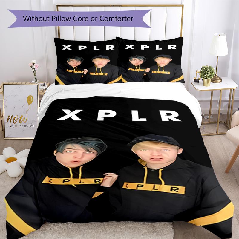 3pcs Sam and Colby pattern bedding set duvet cover set includes duvet cover &pillowcases, perfect all season bedroom decoration & gift