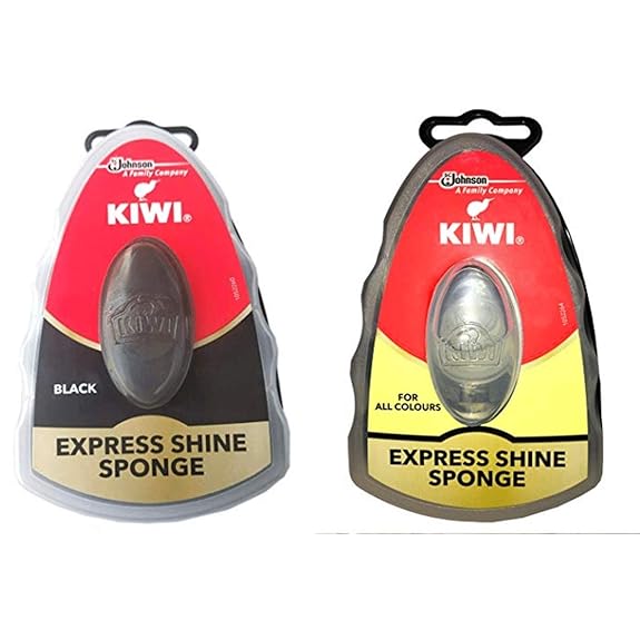 Kiwi Express Shoe Shine Sponge, 0.2 Neutral & Black (Pack Of 2)