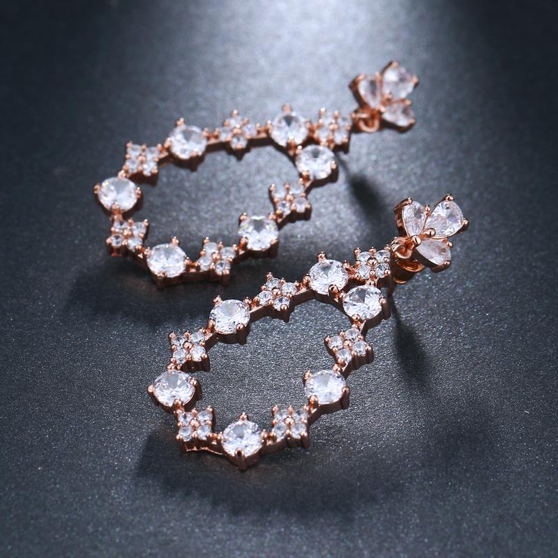 EMMAYA New Eco-Friendly Beautiful Rose Gold Earrings for Women AAA CZ Earring For Girls and Women