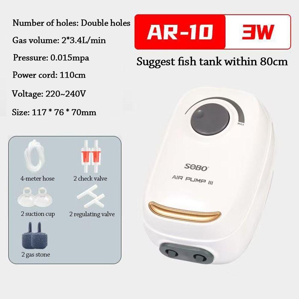 Ultra Silent Aquarium Air Pump Silent Operation Adjustable Automatic Mute Aerator Pump Low Noise 4W/6W/10W Small Oxygenator