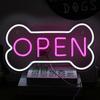 Alkkign Pet Shop Open Neon Logo White Pink Alphabet Neon Logo Wall Decor Dog Bone Neon Logo Art Pet Shop Brightness Adjustable Pet Shop Hotel Wall
