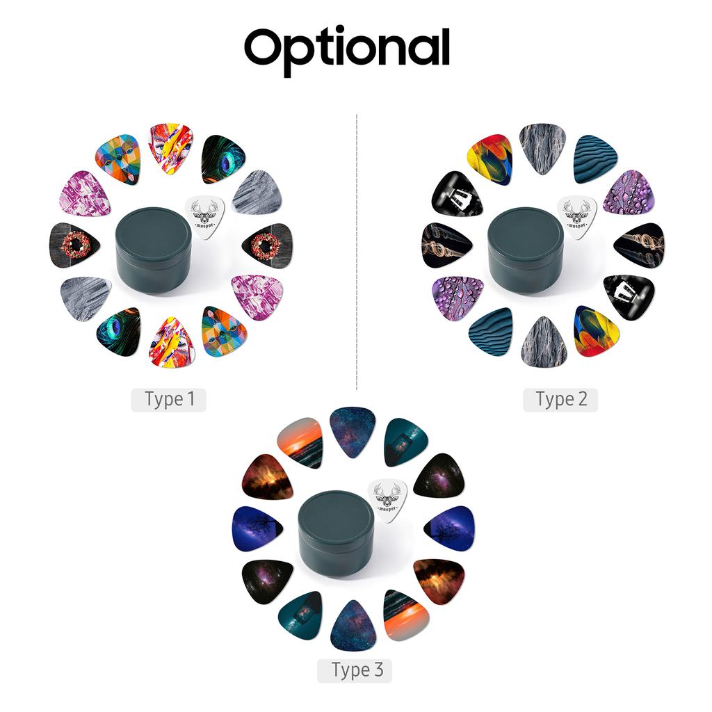 Muspor MX0299D 13 шт. целлулоидные медиаторы для гитары 0,71 мм разноцветные медиаторы с железной коробкой для хранения мюзиклов