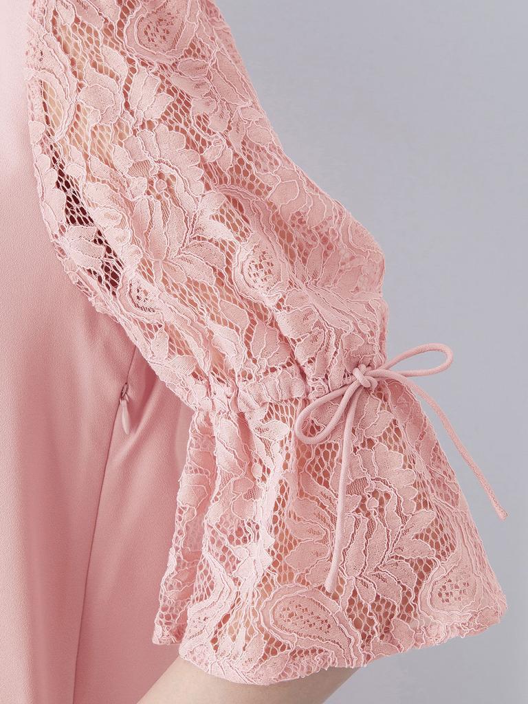 ANGELIEBE, цельный купальник для беременных с кружевными рукавами и воротом для кормления, одежда для кормящих матерей, официальная одежда для посещения святыни, розовое, 22764101, V-образный вырез, дородовой/послеродовой, SM