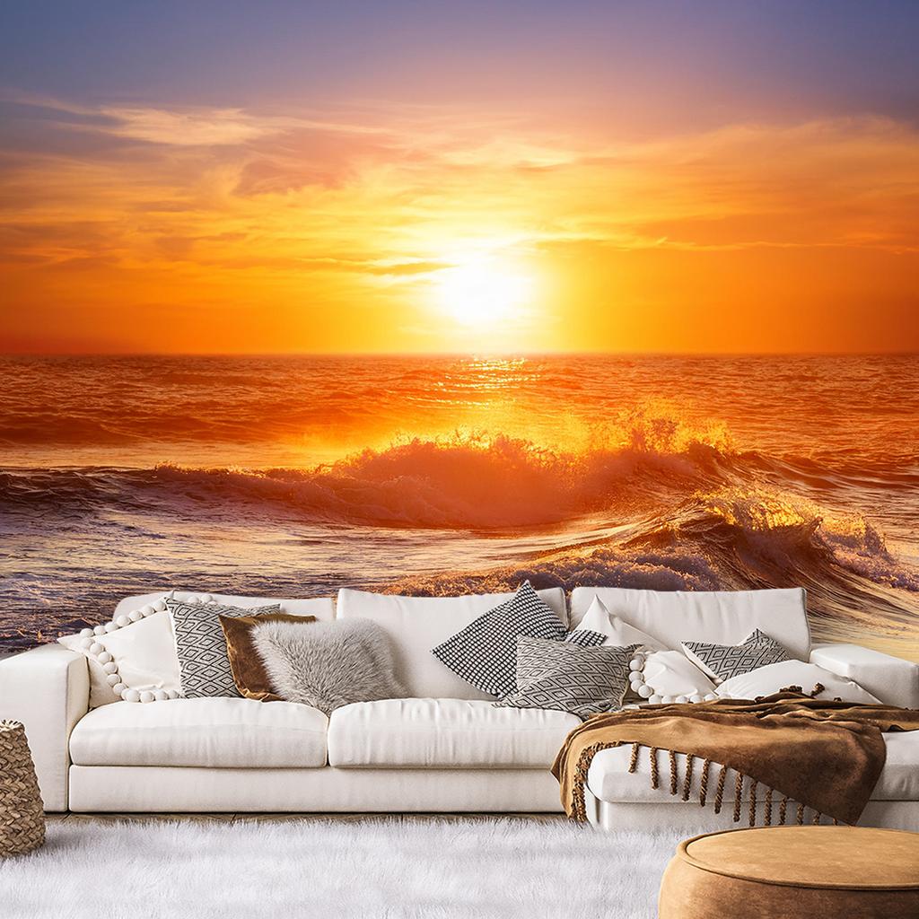 Wallpaper Sea Wave Sunset