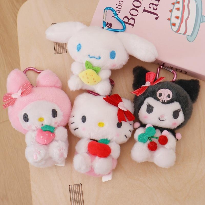 12cm Genuin Sanrio My Melody Kuromi Cinnamoroll Kt Cat Plush Toy Anime Stuffed Animals Keychains Small Pendant Backpack Hangings